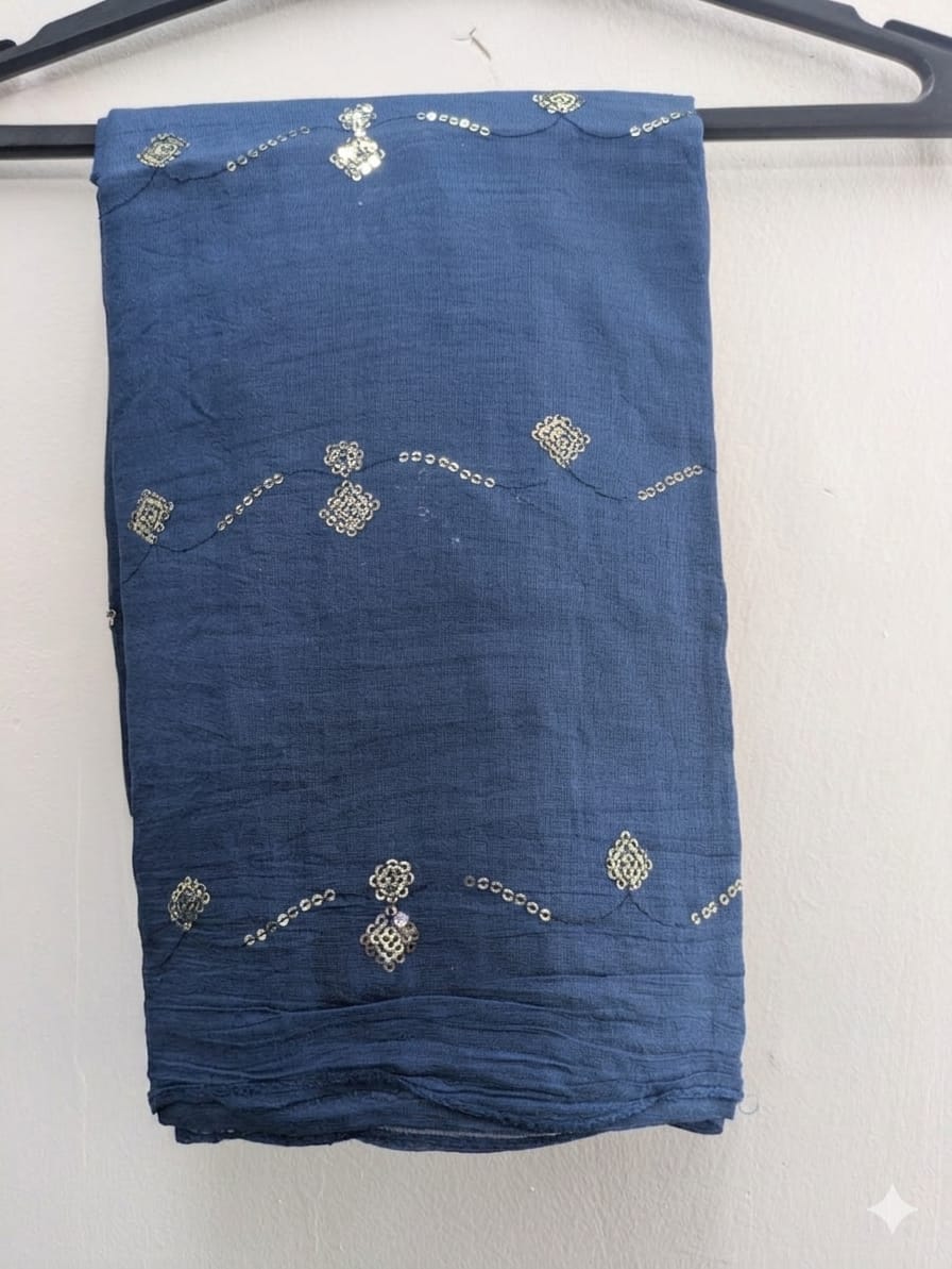 Elegant Navy Blue Embroidered Cotton Kurta Set with Dupatta