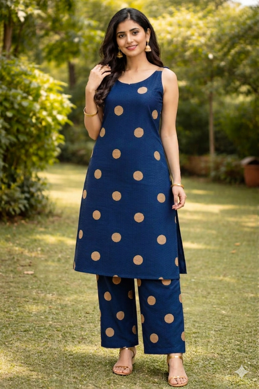 Elegant Polka Dot Kurta Set with Pant