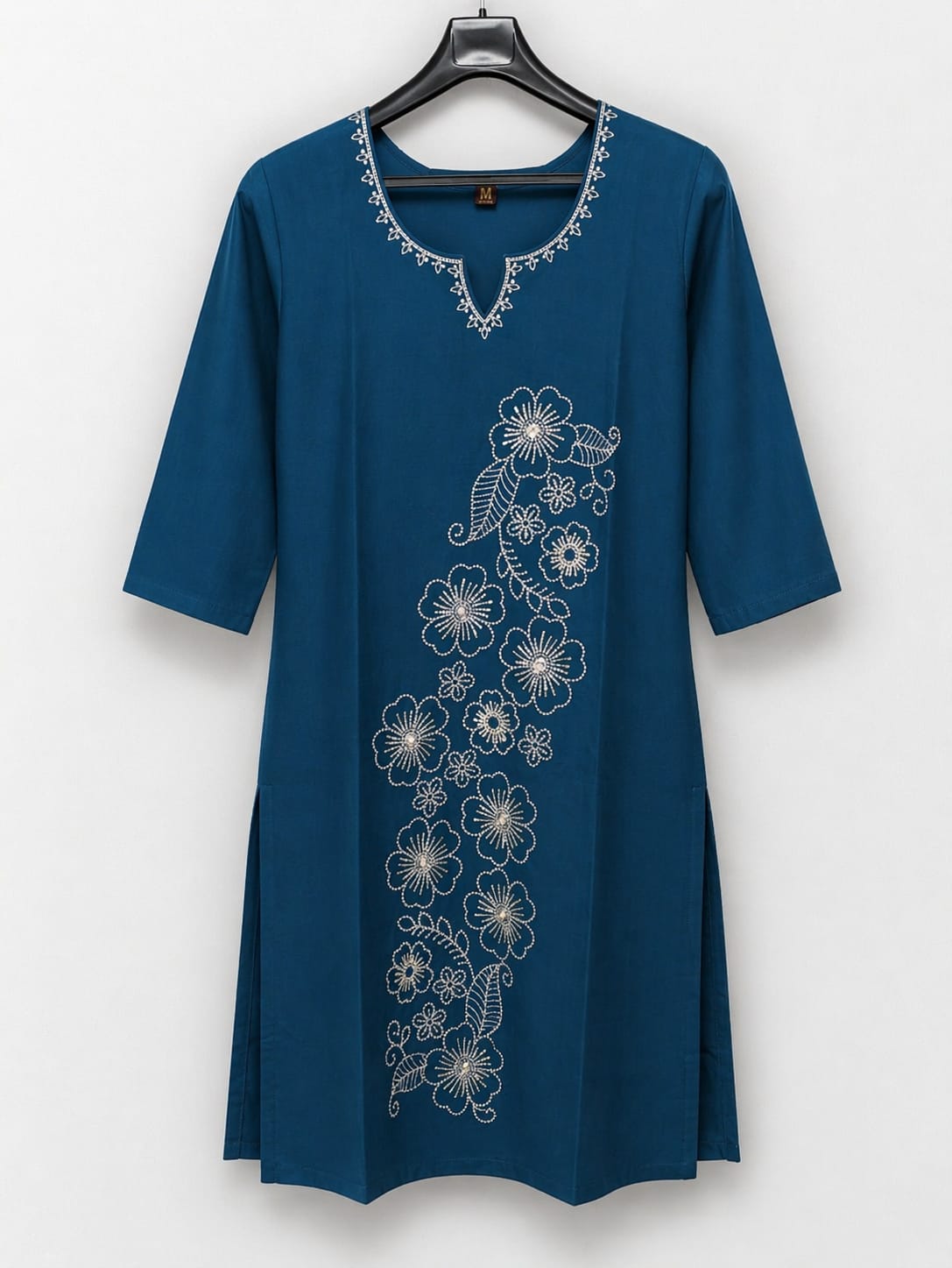 Midnight Teal Floral Kurti Set