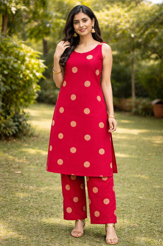 Elegant Polka Dot Kurta Set with Pant