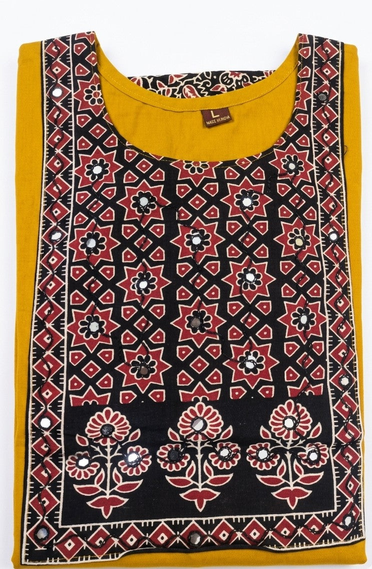 Stylish Red & Black Printed Cotton Kurta Set with Pant & Dupatta