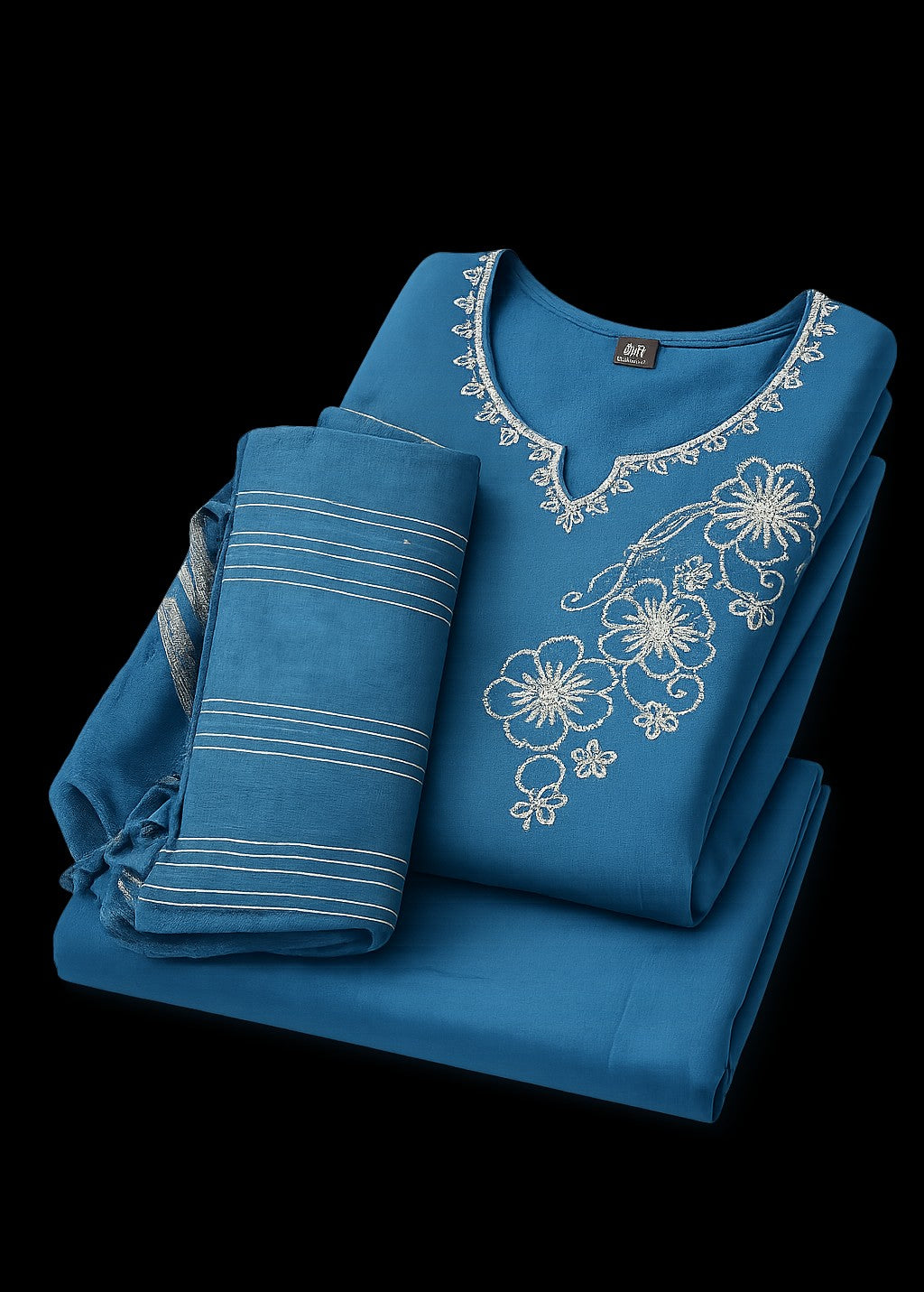 Midnight Teal Floral Kurti Set