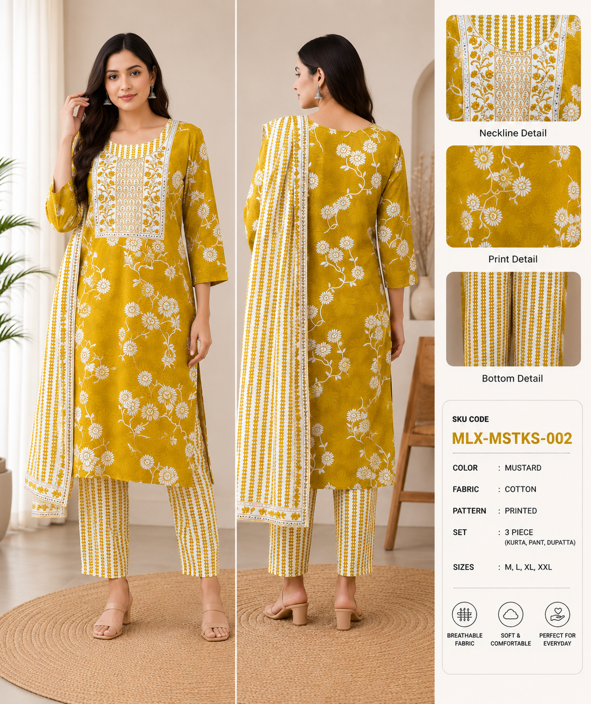Mithiluxe Sunflora Ethnic Set