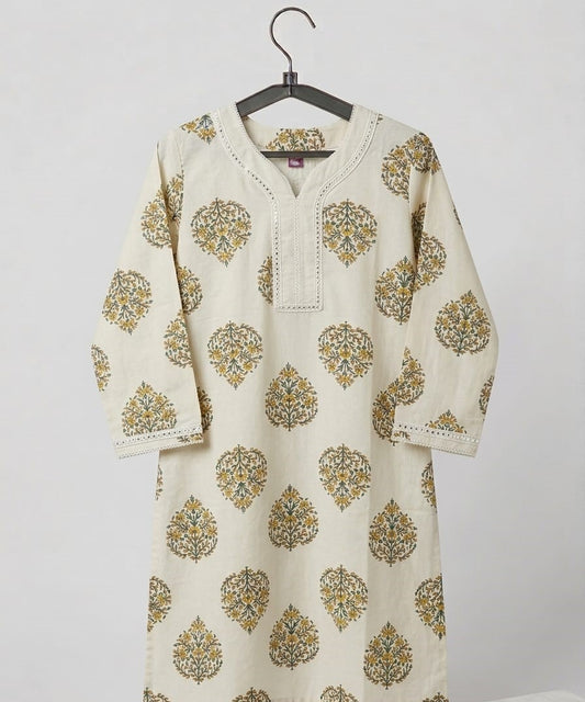 Printed Khadi Cotton Suit Set with Pant & Dupatta